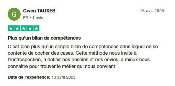 excellent retour bilan de compétences CAP